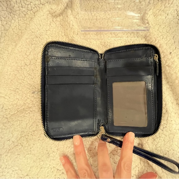 Coach Blue Patent Leather Zip Around Wristlet Wallet - Picture 8 of 10